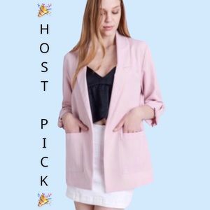 PINK BOYFRIEND ROLLED UP SLEEVES BLAZER JACKET